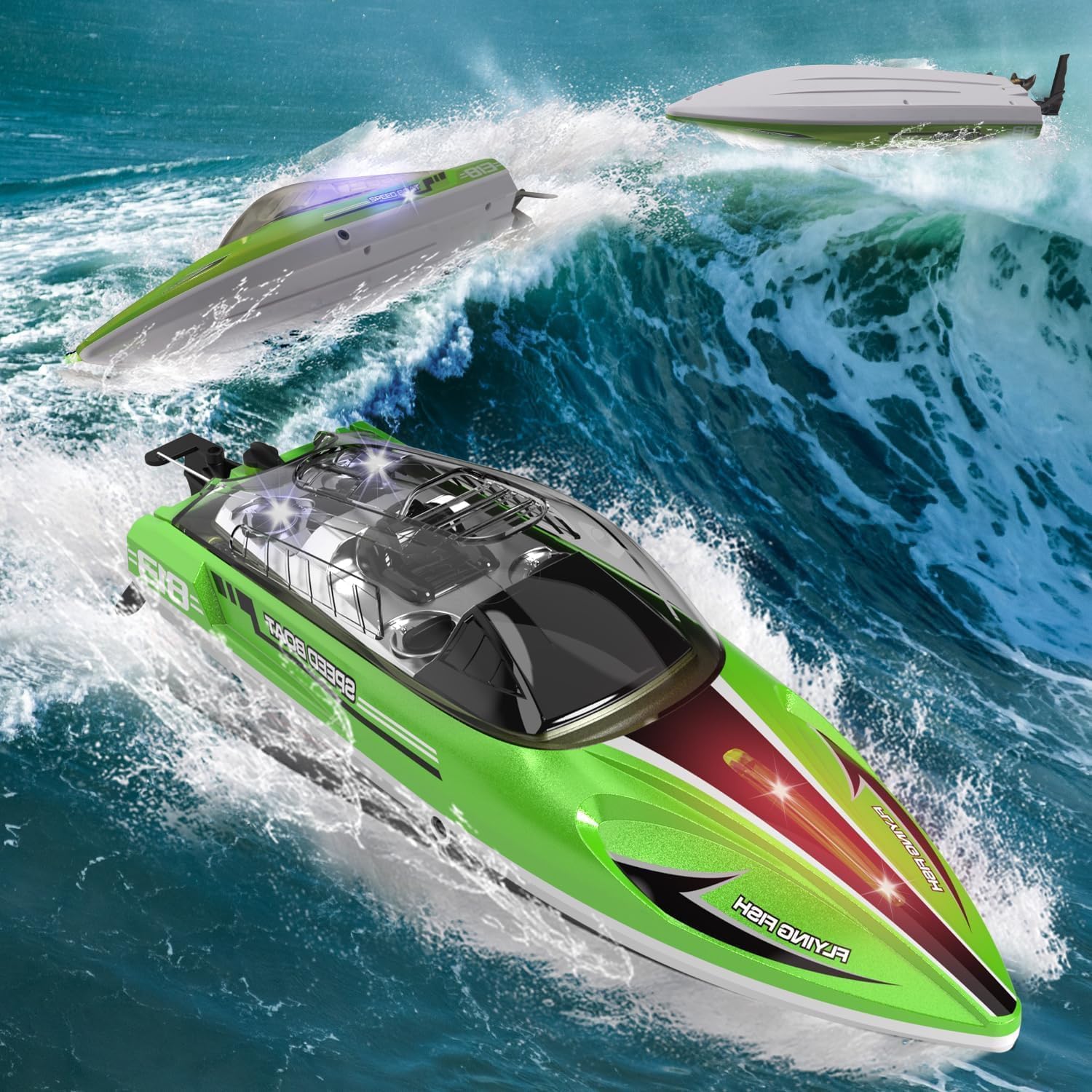 PENGBU RC Op afstand bestuurde boot vanaf 6 8 jaar, 1:16, RC boot, op afstand bestuurd, 28 km/u, speedboot met afstandsbediening, voor kinderen vanaf 6 8 jaar, zwembadspeelgoed met 2 batterijen