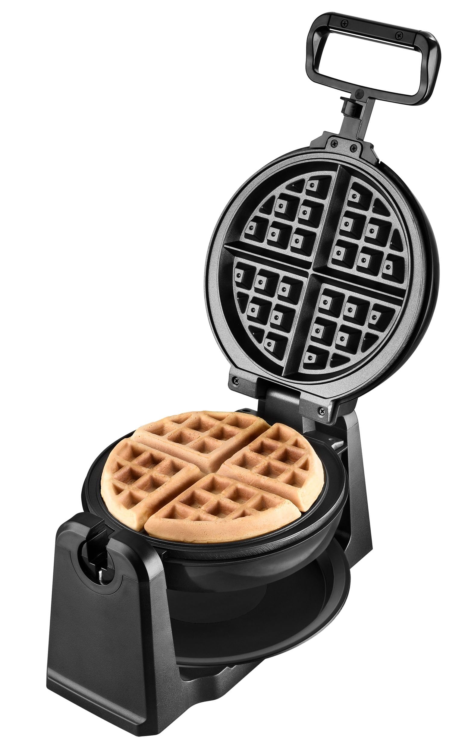 Team Kalorik Piastra per Waffle elettrica rotante in Inox, 1000 W, Piastre rotonde, Nero/Rame, TKG WM 1050 CO
