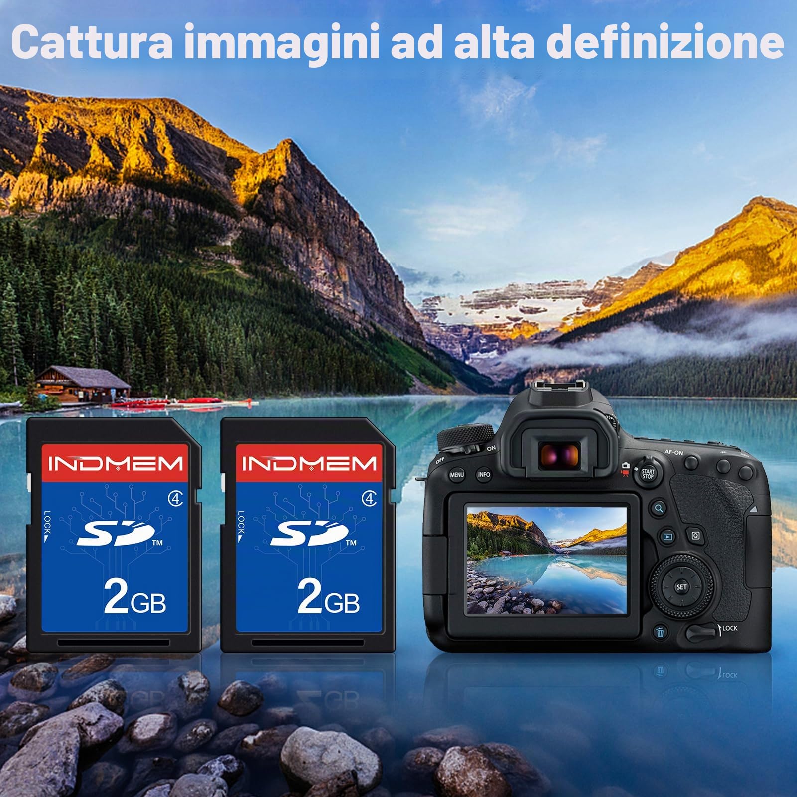 INDMEM Scheda SD 2 GB 2 Packs Class 4 MLC Secure Digital Flash Memory Card Camera Card