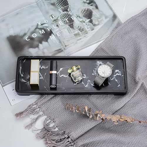 Miniatura 3 de Bandeja de tocador de baño, bandeja de tocador de resina para decoración de encimera de baño, bandeja para tanque de inodoro, soporte de placa para