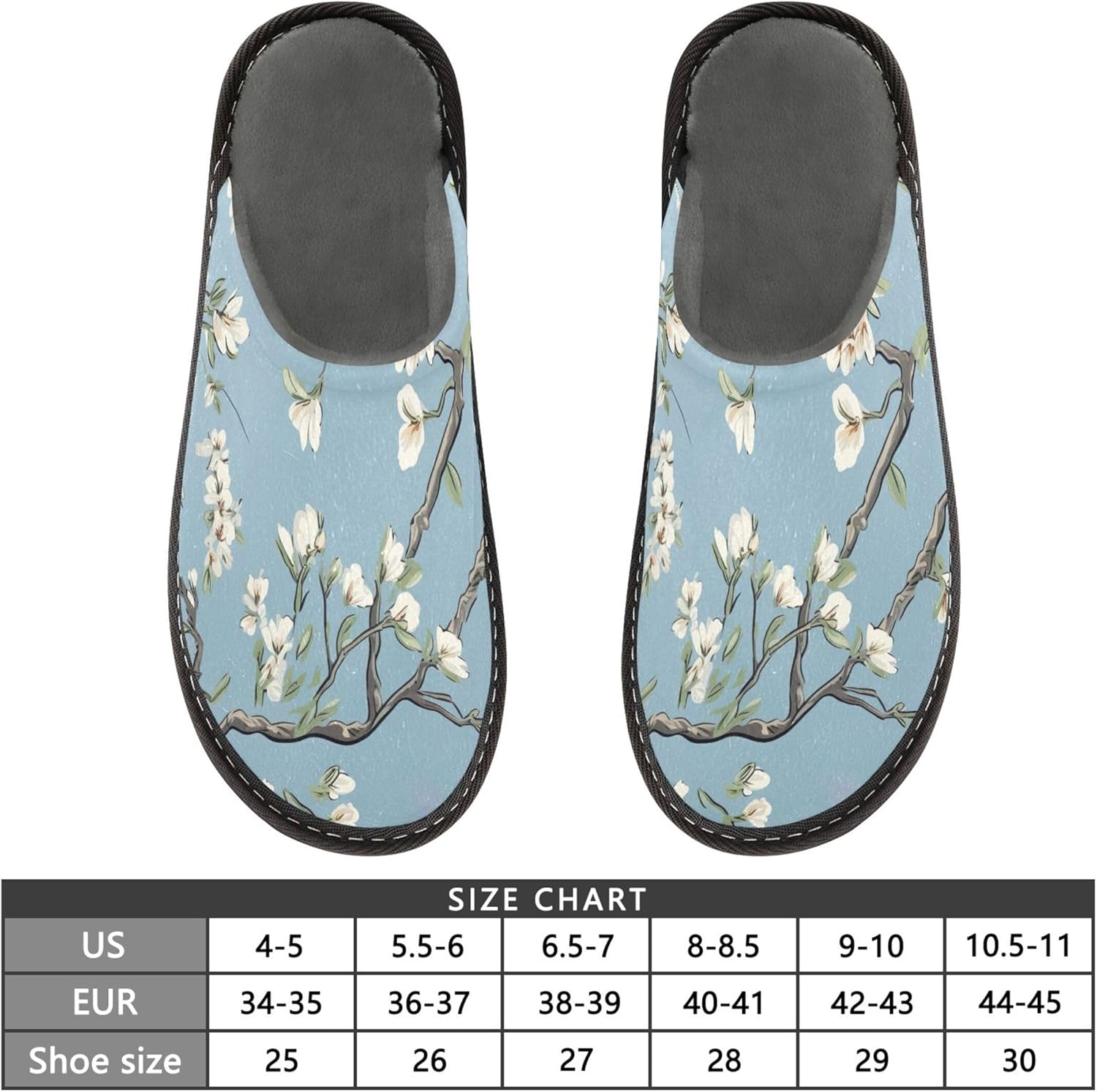 Boho Bohemian Flower House Slippers – Cozy Fuzzy Slippers for Guests, Washable & Disposable, Perfect for Shoeless Home, Spa & Hotel Use A111346