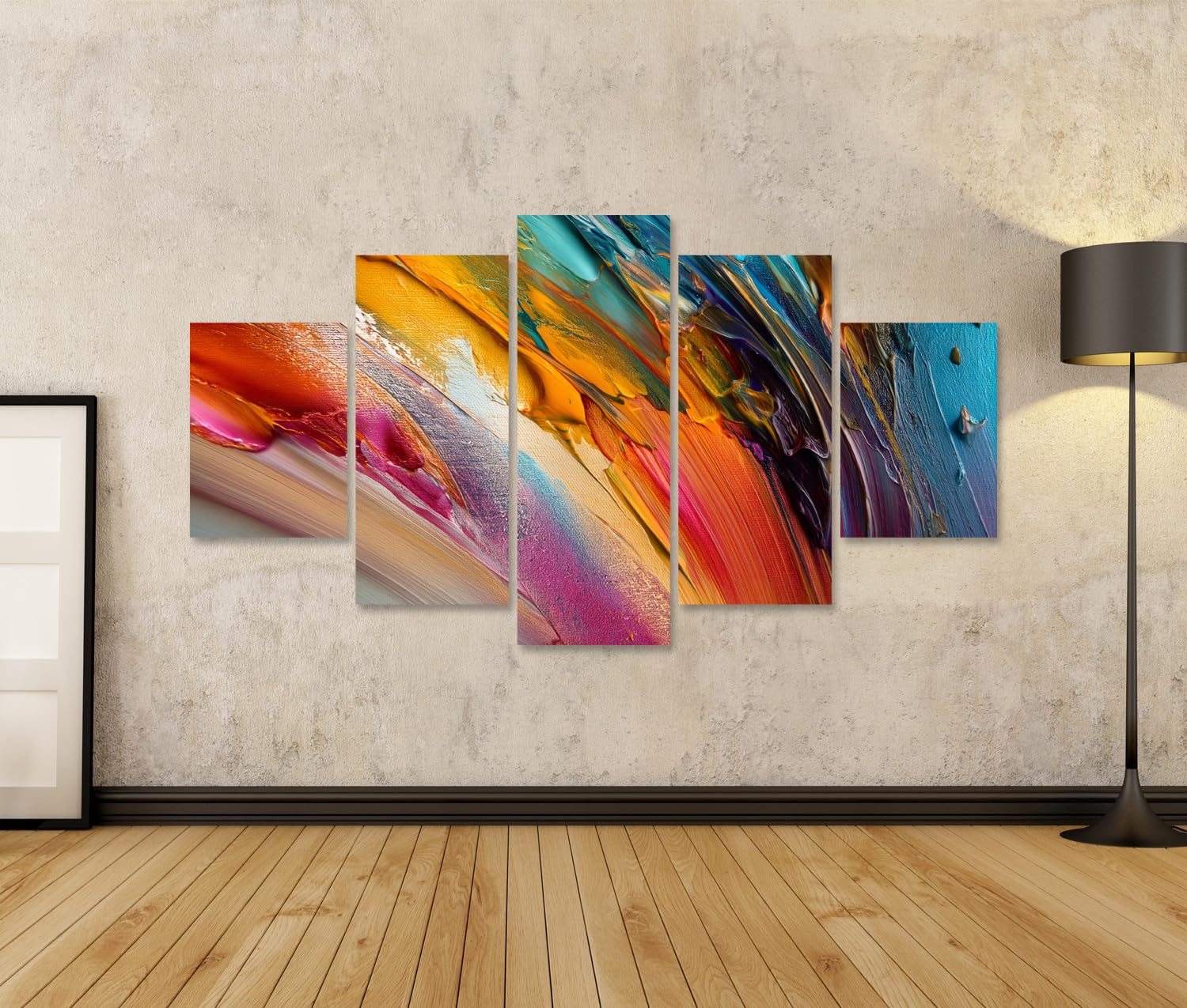 islandburner Bild auf Leinwand Faszinierende Farbexplosion Kunstdruck Wohnzimmer für Kunstliebhaber - 5-teilig