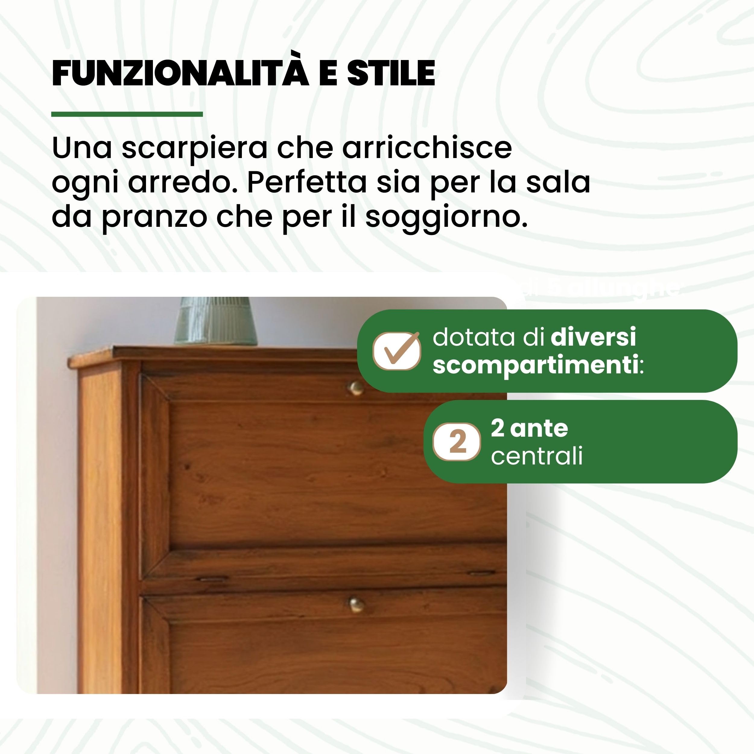 Mar.c.a. Design - Scarpiera in Legno Arte Povera Bassa 2 Ante - Scarpiera Capiente 79x30x90 cm - Made in Italy