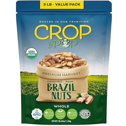 Vista 32 de NUT CRAVINGS - Nueces crudas de Brasil, sin sal, sin cáscara, enteras, (16 onzas - 2 unidades) Nueces a granel empaquetadas frescas en bolsa