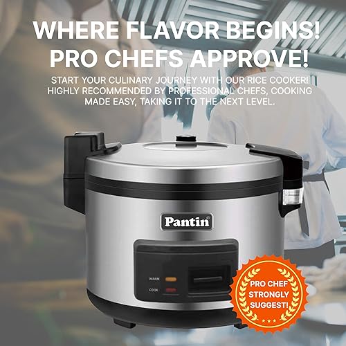 Miniatura 2 de Pantin Arrocera comercial y calentador, 35 tazas crudas, 70 tazas cocidas, olla arrocera de capacidad extra grande con olla interior antiadherente e