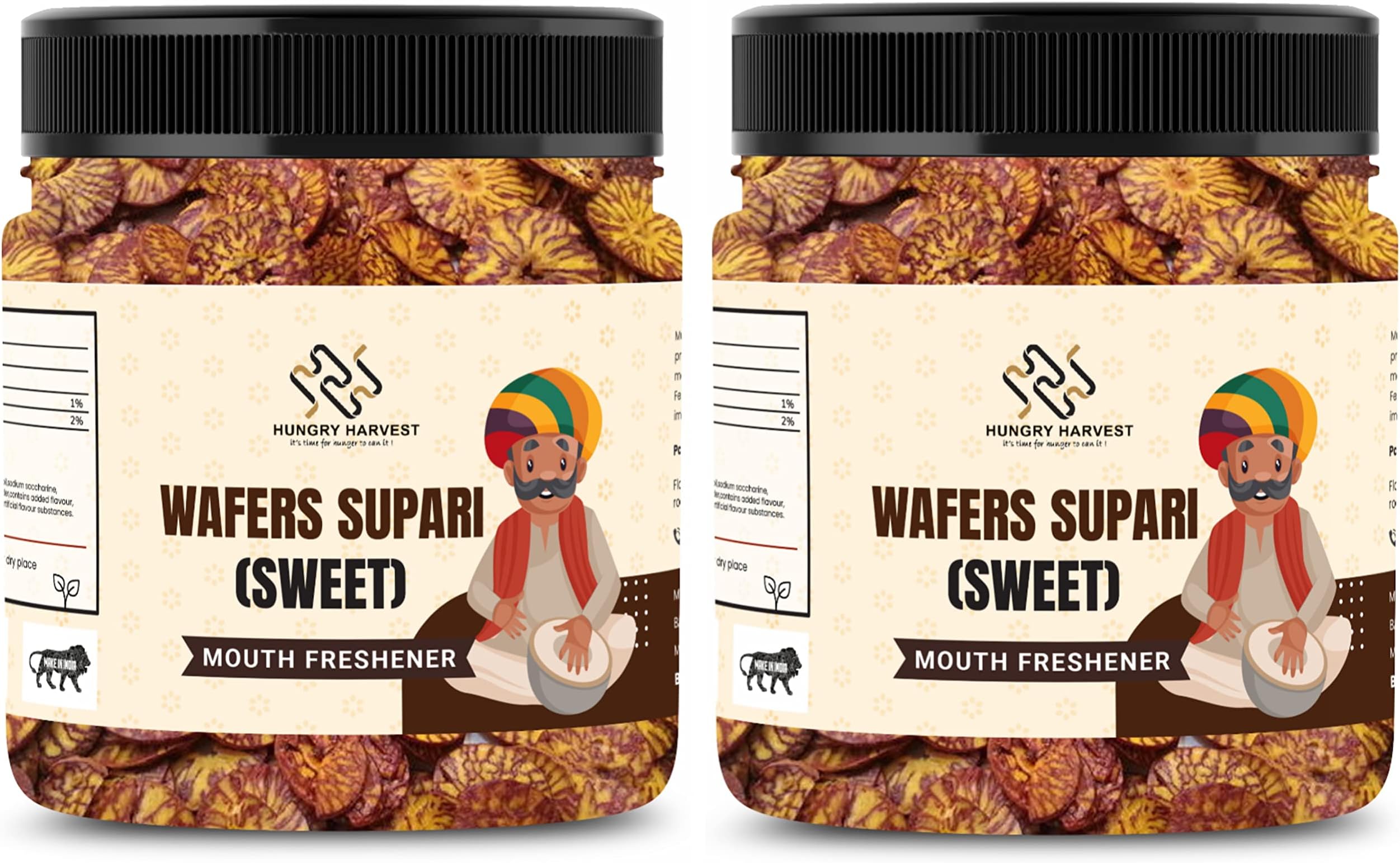 Hungry Harvest Supari Wafers | Wafers Chips supari Mouth Freshener (Mukhwas, Soft & Sweet) [Jar Pack] (400 Grams (Pack of 2 of 200 Gram))