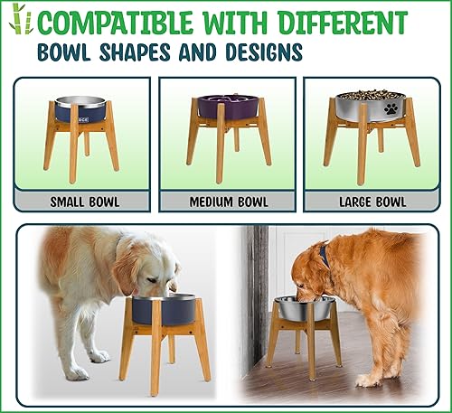 Miniatura 2 de Soporte alto para cuenco de perro para razas grandes, (16 pulgadas de alto), soporte ajustable extra grande de hasta 11 pulgadas, solo soporte de