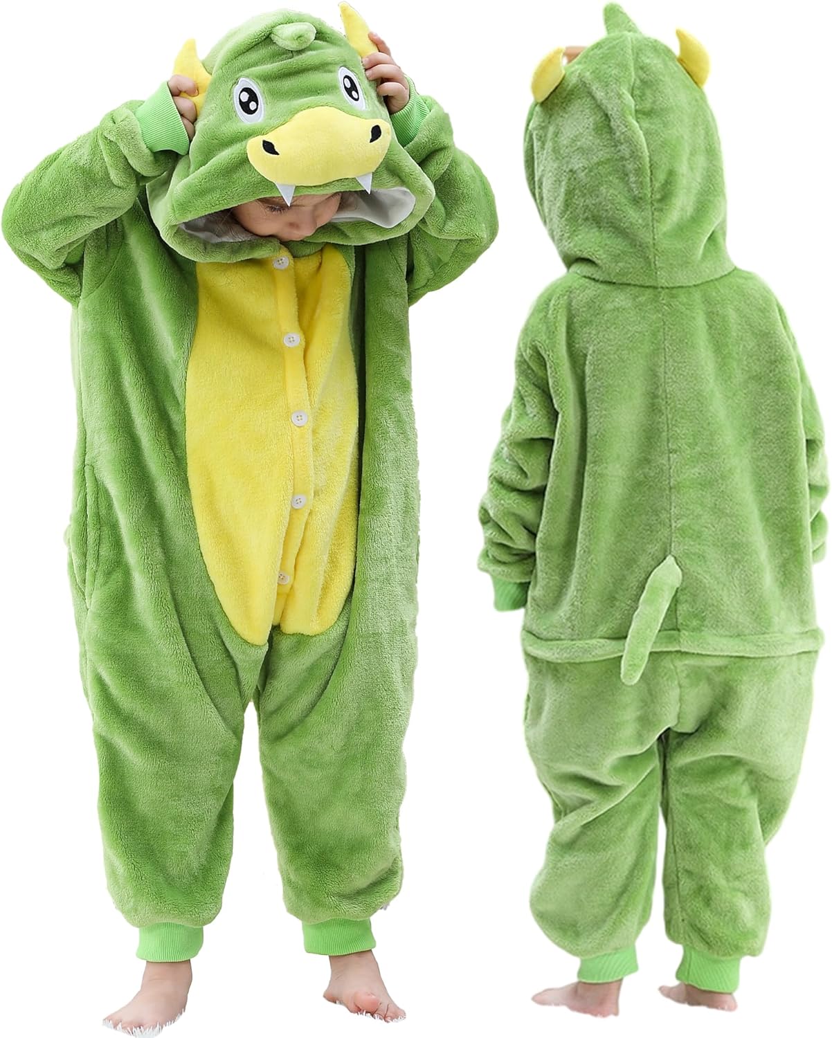 MICHLEY Animal Hooded Romper Kids Flannel Halloween Cosplay Pajamas Costume 3-12T for Autumn Winter