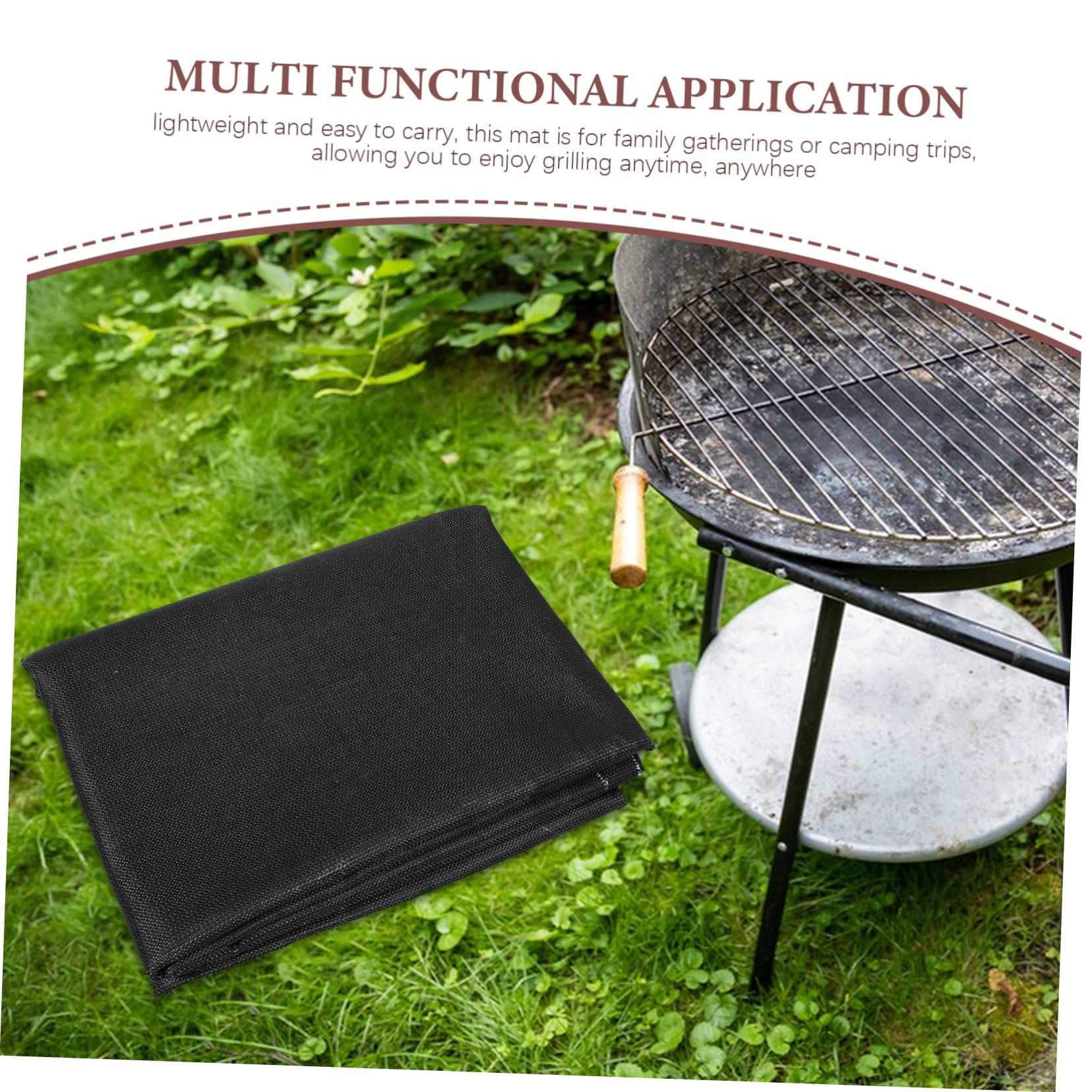 ibasenice Tappetino Ignifugo per Esterna Protezione Bifacciale per Terrazza Patio Antiolio Barbecue sotto Braciere Focolare Nero