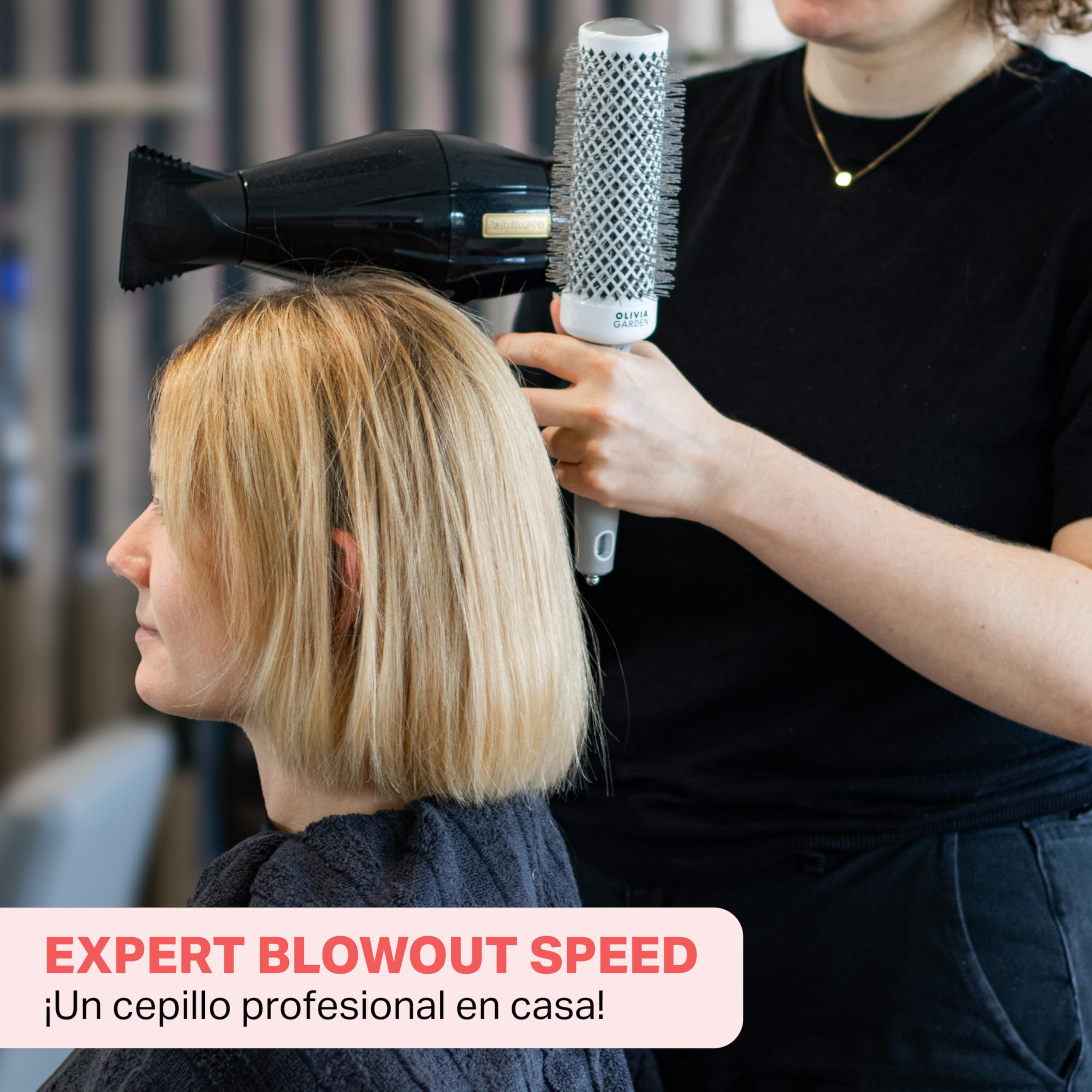 Olivia Garden Expert Blowout Speed – Cepillo redondo de cerámica con cuerpo extra largo para secados un 25% más rápidos