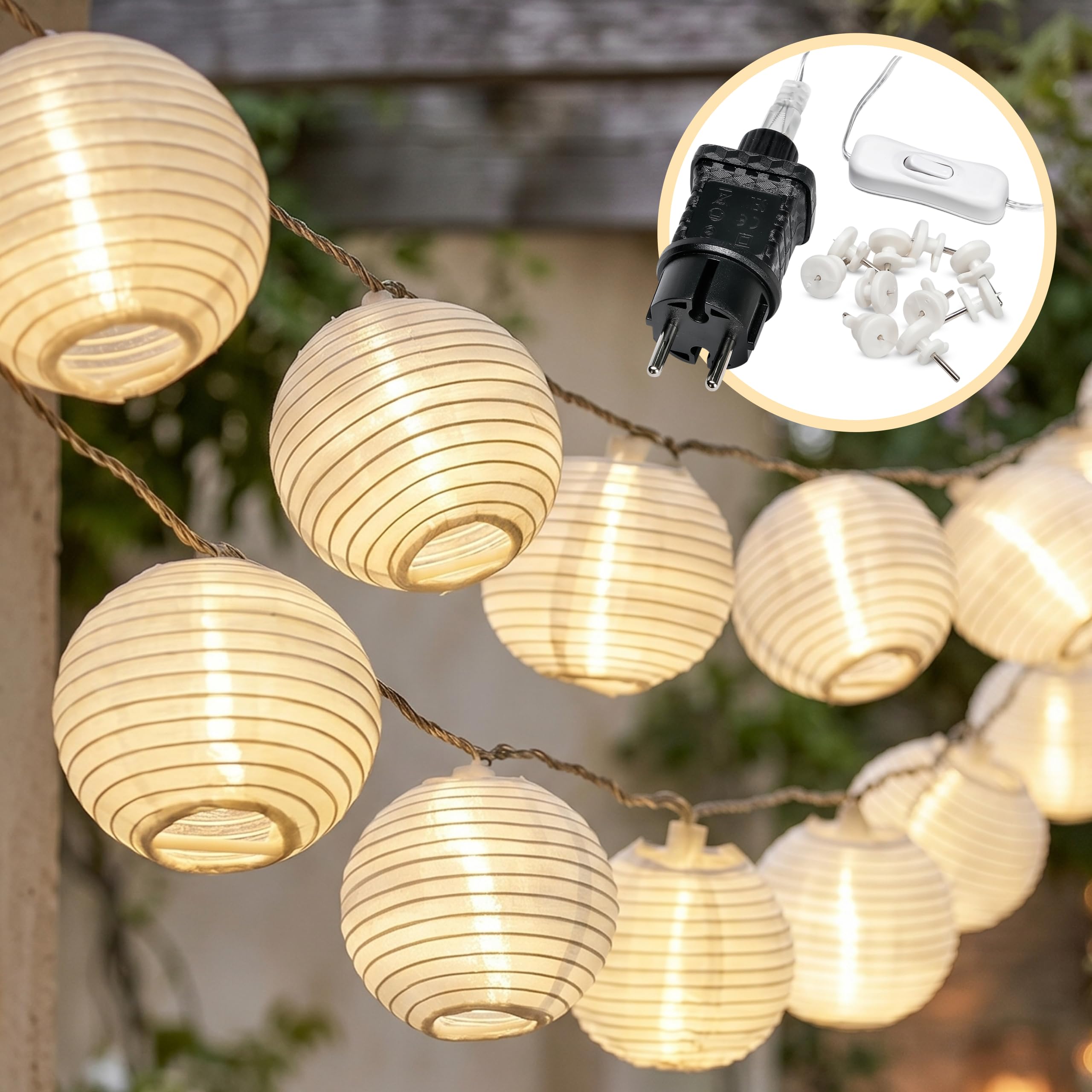 CozyHome Guirnalda luces exterior linternas - 20 linternas LED blanco cálido & 7m I Con enchufe I Luces decorativas habitacion Fairy lights decoracion Luz led hadas Luces led pequeñas Luzes navideñas