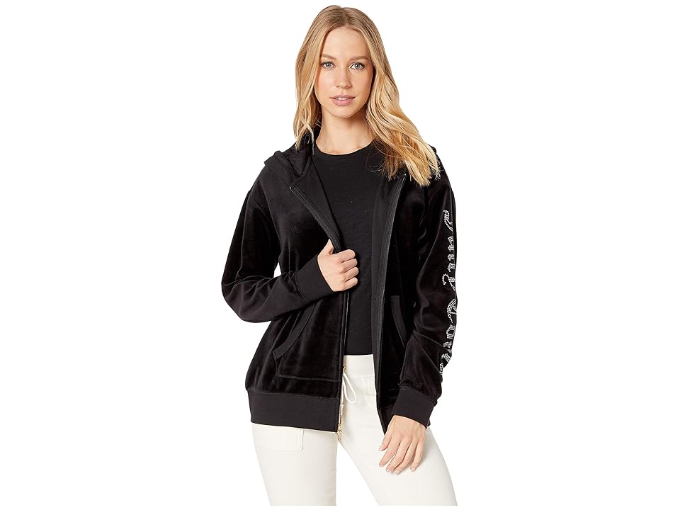 

Juicy Couture Track Velour Juicy Gothic Beachwood Jacket (Pitch Black) Women's Clothing