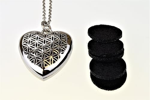 Miniatura 7 de Wild Essentials Difusor de aceite esencial de corazón de cromo, colgante de medallón de aleación sin níquel con cadena de 24 pulgadas, 6