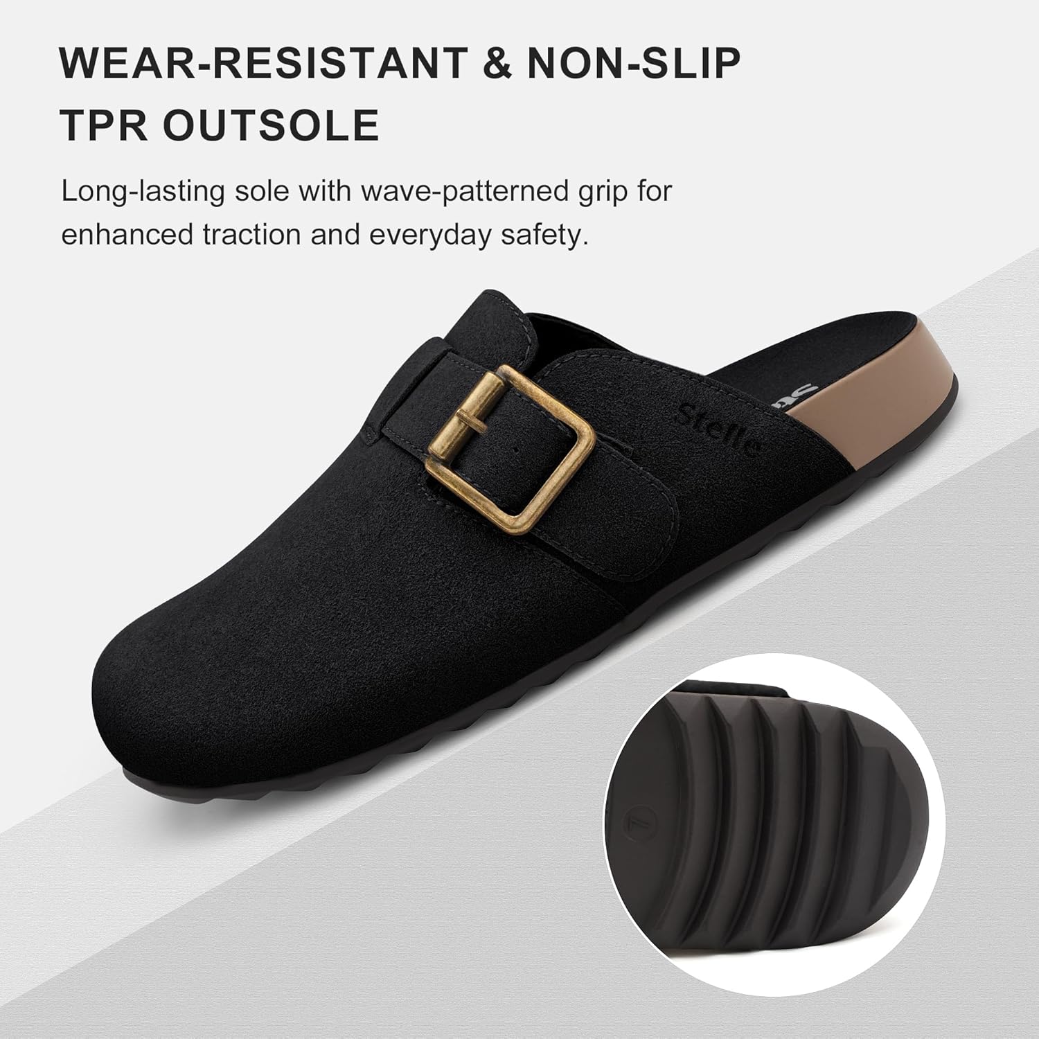 Stelle Suede Clogs for Women Men Potato Shoes with Arch Support Leather Cork Footbed Mules Slip on Home Slippers
