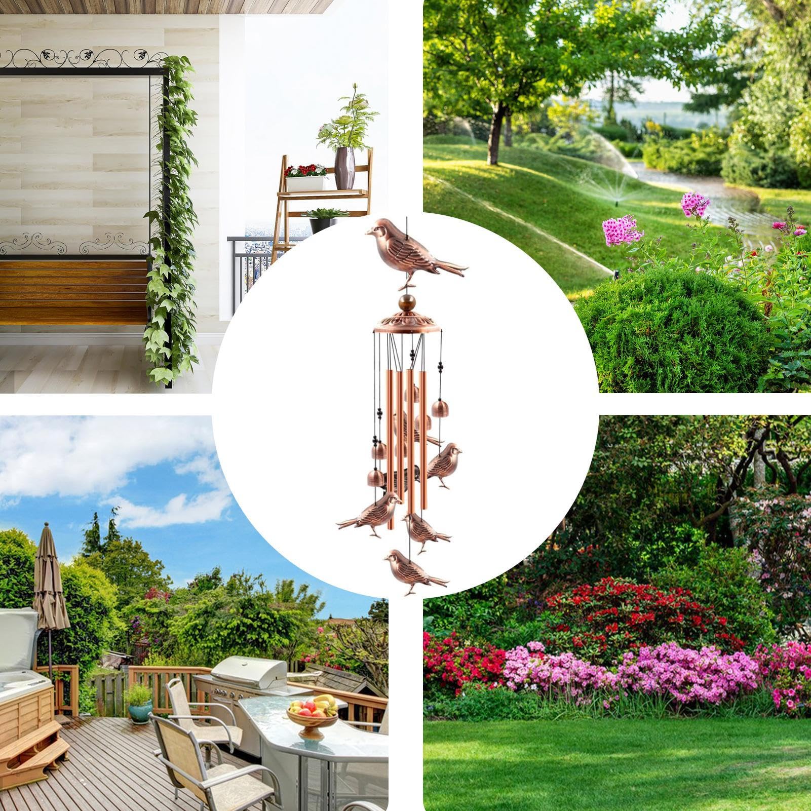 Zernblend – 6 Pièces Répulsif à Oiseaux En Acier Inoxydable, éoliennes 3D Et Carillons Suspendus Pour Jardin, Balcon Ou Terrasse
