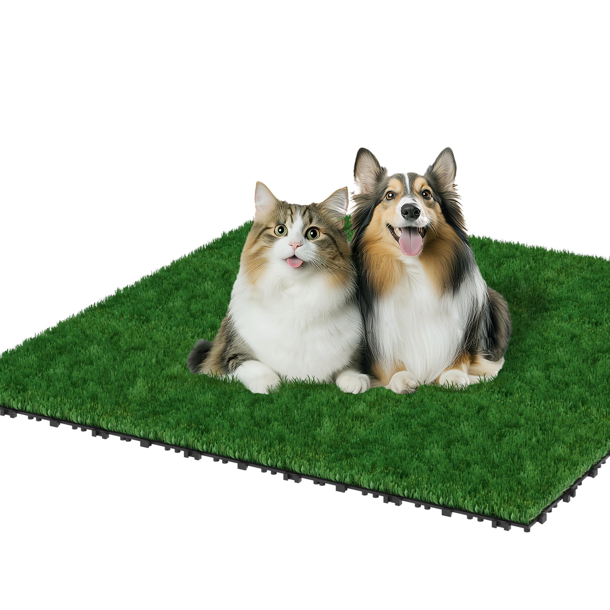 LZQ Lot de 22 tapis de gazon artificiel - 30 x 30 cm - Épaisseur totale : 4 cm - En plastique polyéthylène - Résistant aux UV - Pour jardin, balcon, pique-nique, moquette, extérieur