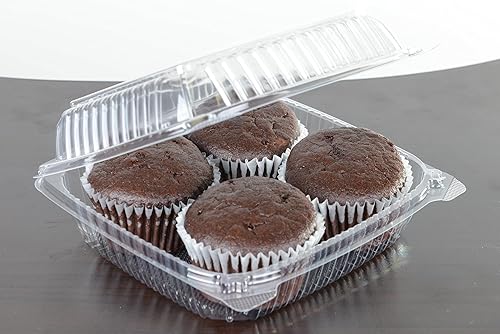 Miniatura 21 de Daxwell 8 x 8 x 3 pulgadas con bisagras de plástico (OPS) recipientes para llevar, microondas, E10005891 (caja de 200)