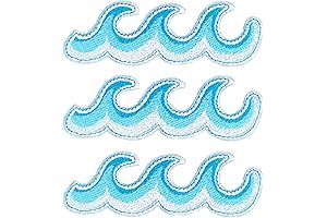 Ocean Wave Embroidered Iron-On Patches - 10 Pack