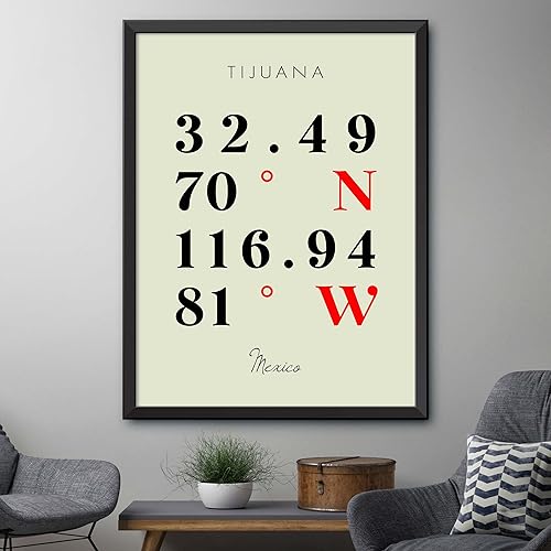 Miniatura 4 de Mapa de Tijuana, México, Coordenadas Multilíneas de Colores (16x20)