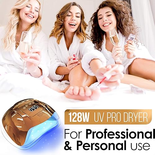 Miniatura 7 de OVLUX - Lámpara de uñas LED UV de 128 W secador de uñas de gel de secado rápido para manicuras y pedicuras doble voltaje con cable extra largo
