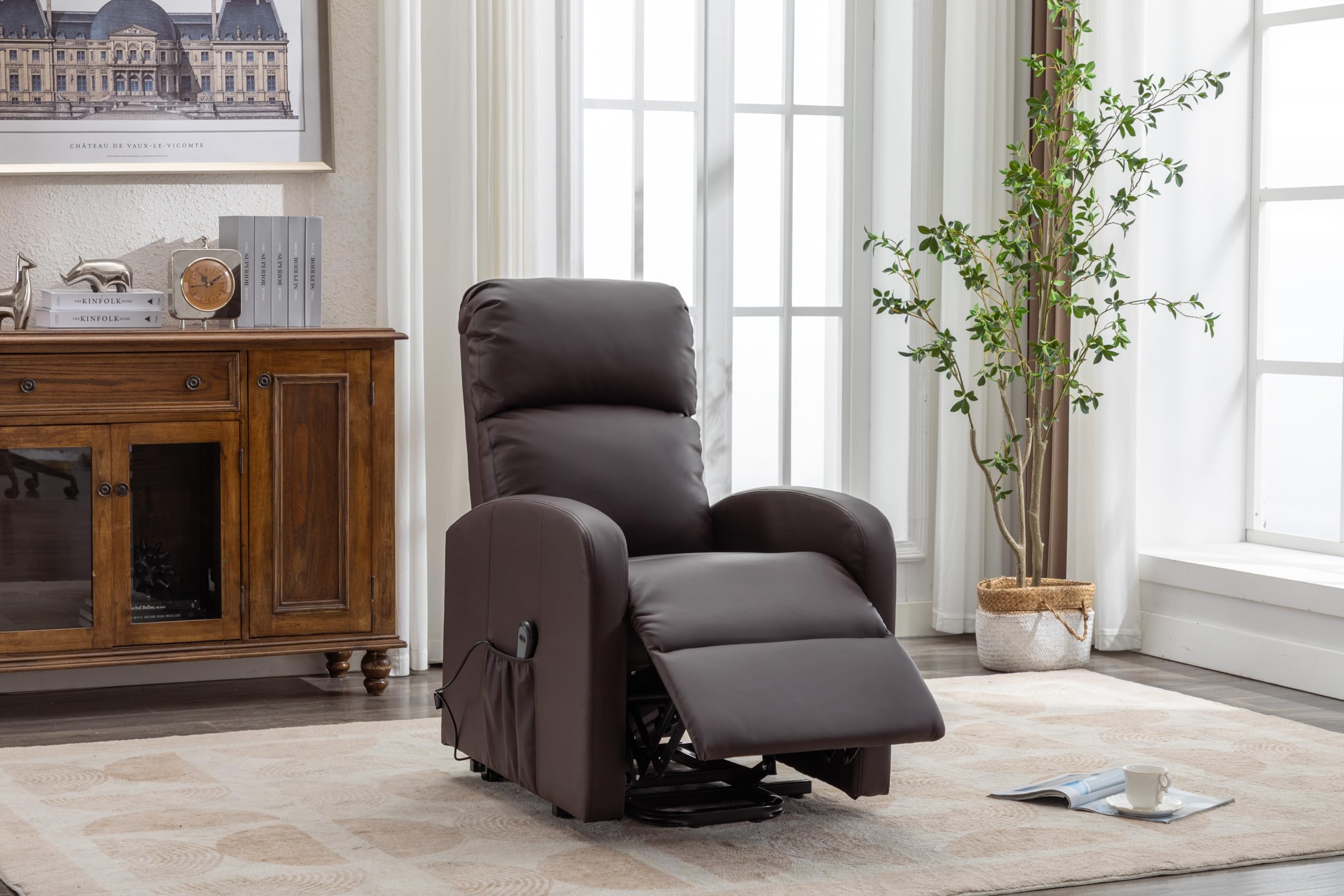 Astan Hogar Sillón Relax Con Función Auto-Ayuda (Levanta Personas), Reclinación Eléctrica, Tapizado en PU Anti-Cuarteo, Modelo Premium AH-AR30620CH