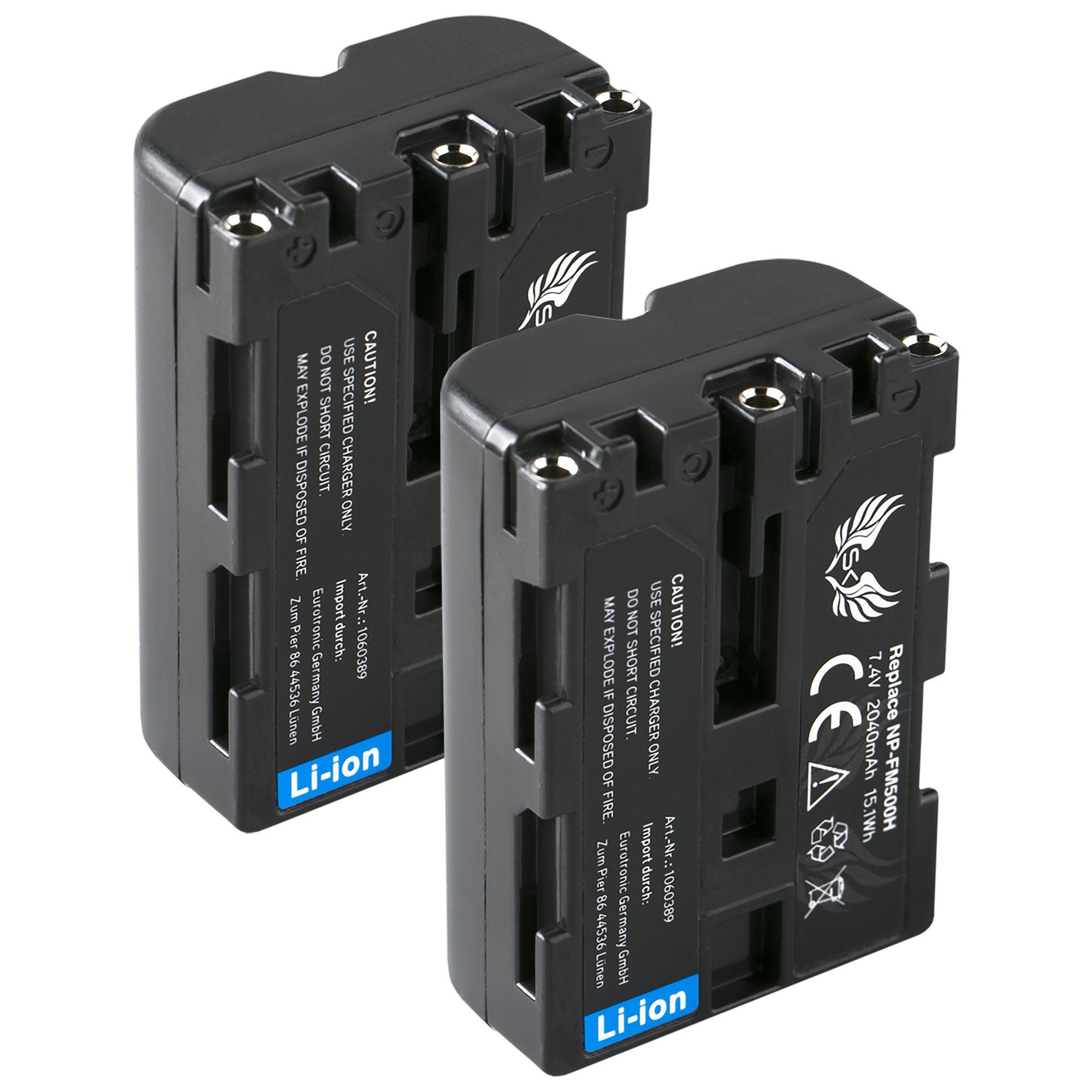 2X SK Akku Ersatz für Sony NP-FM500H | 2040mAh | NP-FM500 + LCD Doppel Ladegerät für Sony Alpha 57 77 99 A58 A65 A68 A77 A99 II DSLR A700 A850 A900