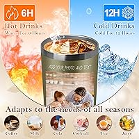 Vista 4 de Vaso de café personalizado de acero inoxidable, botella de agua personalizada de 20 onzas, vasos aislados con tapas y pajitas, imagen de logotipo