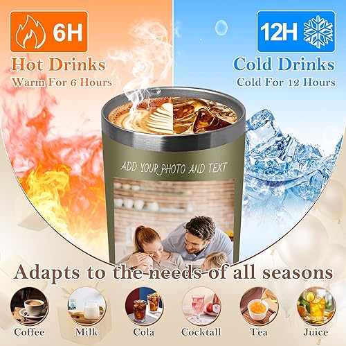 Miniatura 4 de Vaso de café personalizado de acero inoxidable, botella de agua personalizada de 20 onzas, vasos aislados con tapas y pajitas, imagen de logotipo