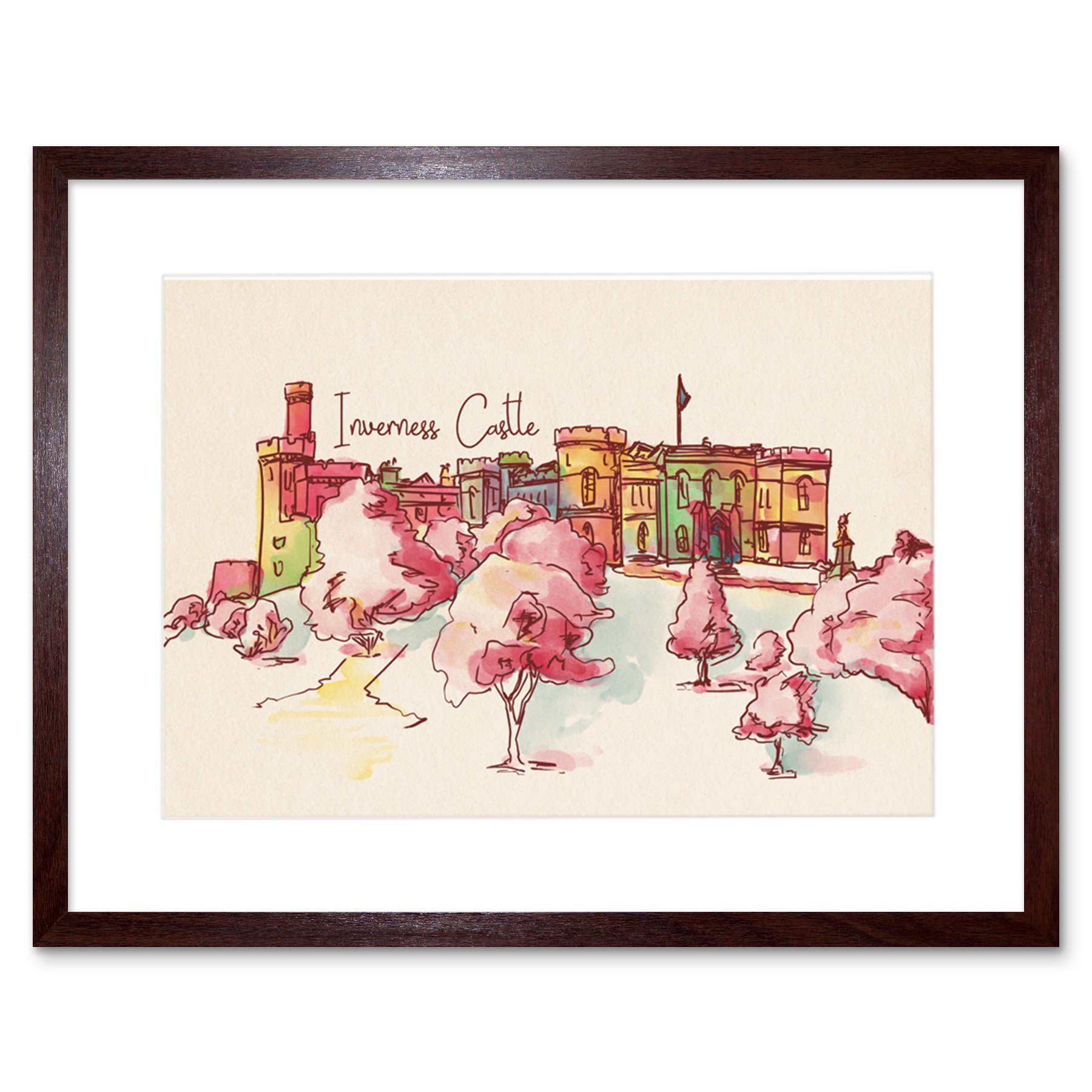 Wee Blue Coo Inverness Castle Highland Scotland Scottish Watercolour Framed Art Print