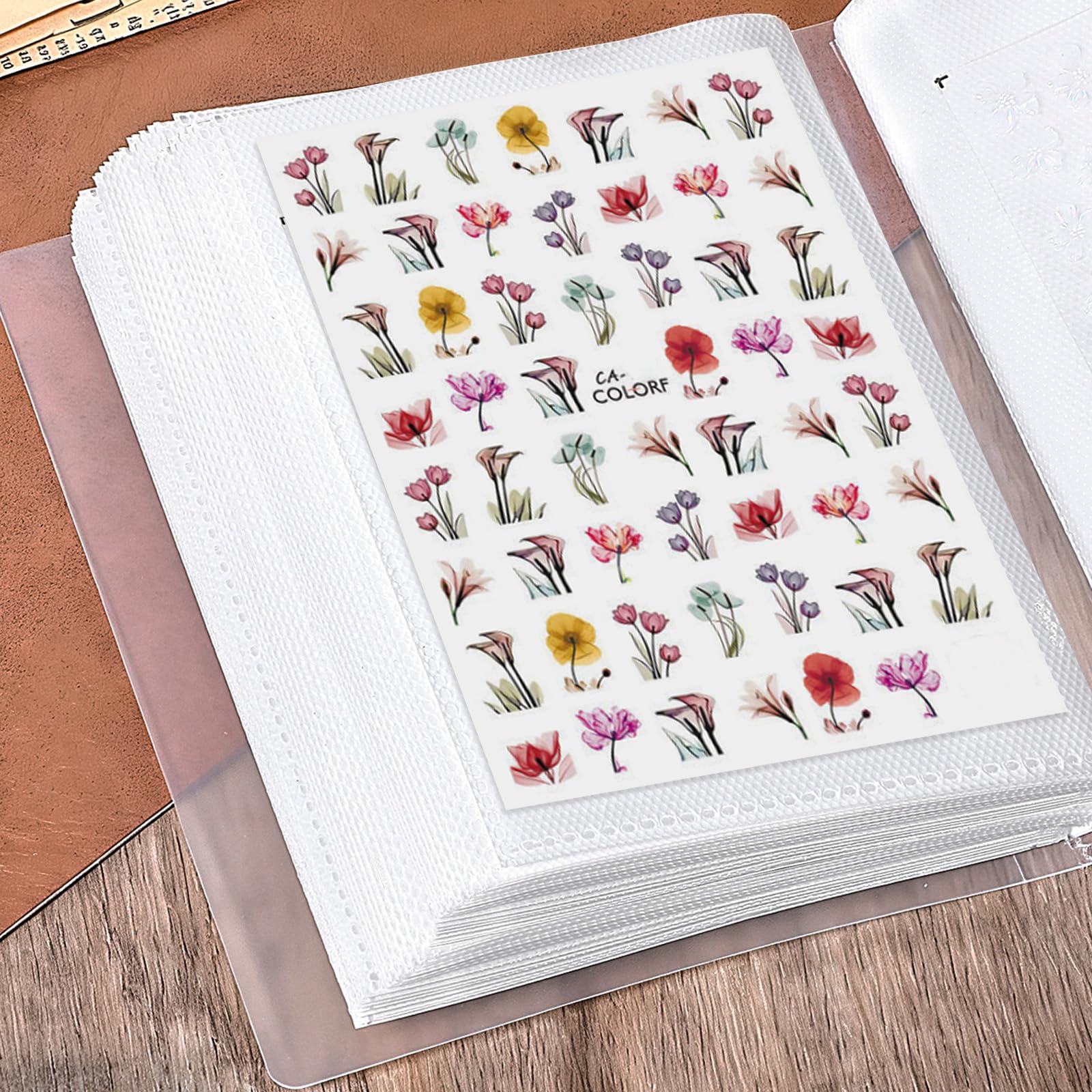 100 Slots Nail Art Sticker Storage Book, Empty Nail Decals Book Binder, Nails Art Decals Sticker Organizer Binder, Empty Stickers Holder for Stickers Storage
