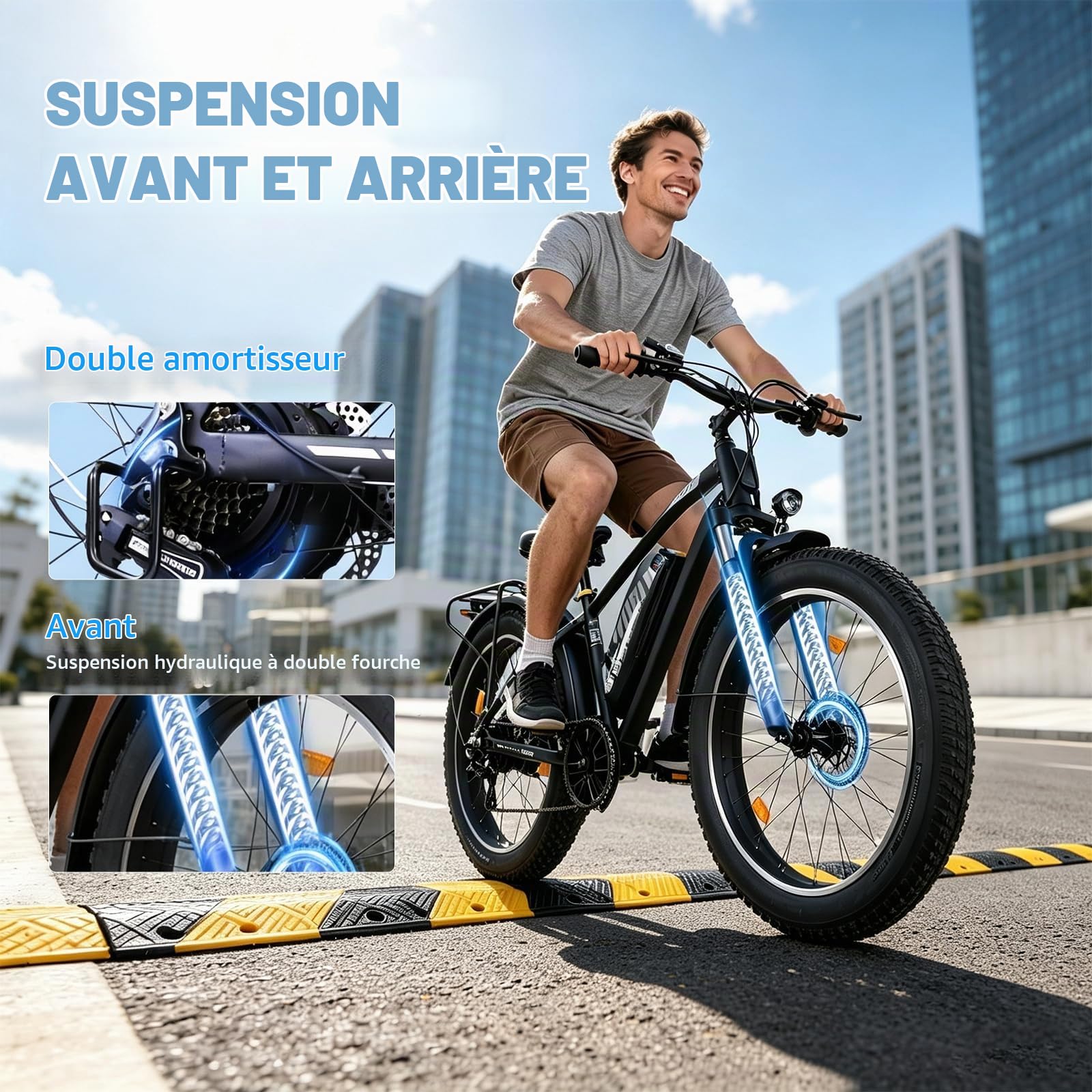 26" Vélo Électrique Adulte Autonomie 50-75km,Batterie 48V 15.6Ah(748.8Wh)，250W vtt electrique adulte homme Double Frein à Disque,IPX4,VAE Urbain et Loisirs Ebike Unisexe,150KG Load