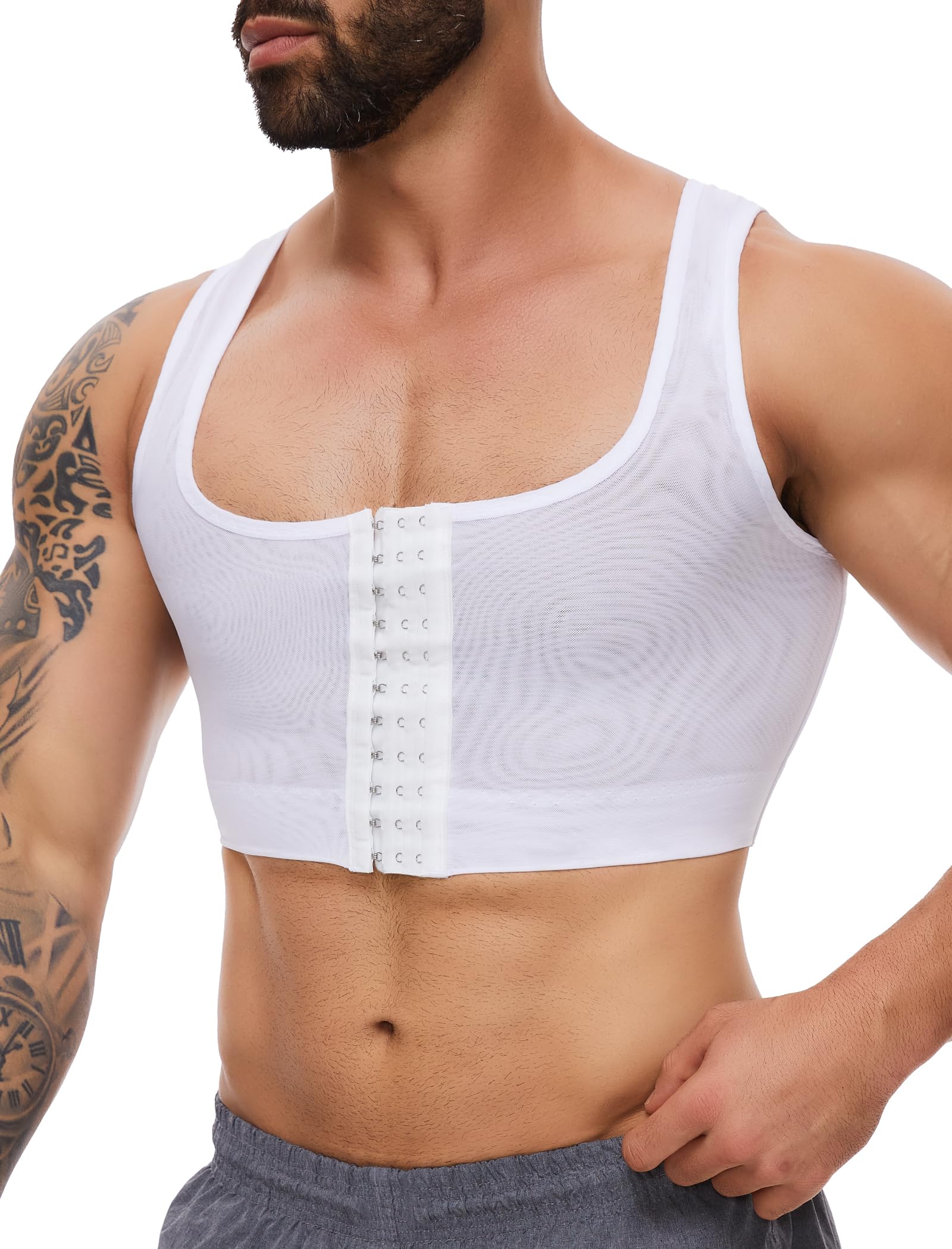 MISS MOLY Shapewear Herren Brust Binder Herren Ärmellos Binder Trans Tight Kompression Korsett Männer Elastische Bauchweg Unterhemd Figurformend Body Shaper Weste