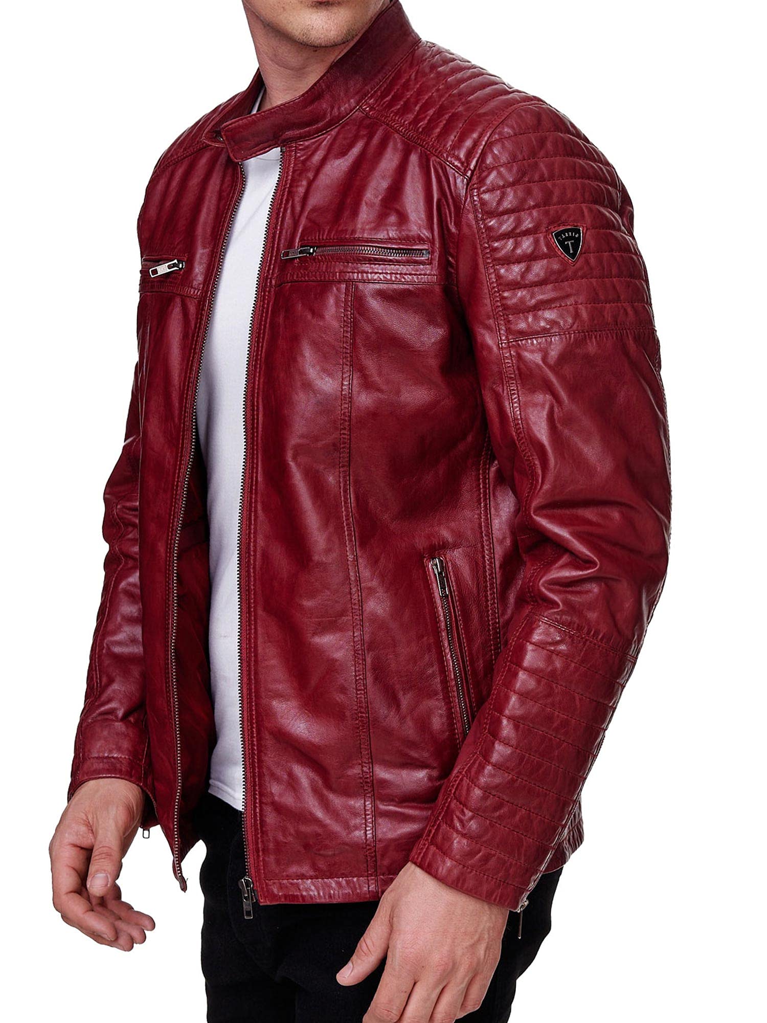 Tazzio Herren Lederjacke Echtleder Biker Jacke - Ideal für den Übergangsjob - 19709