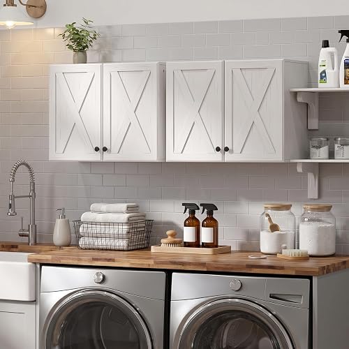 Furnaza 48"W Farmhouse Wall Cabinets for Laundry Room with Adjustable Shelf