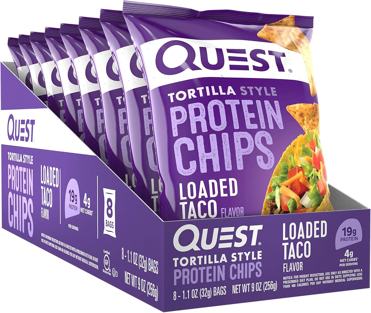 Quest Nutrition Tortilla Style Protein Chips, Loaded Taco, Low Carb, Gluten Free