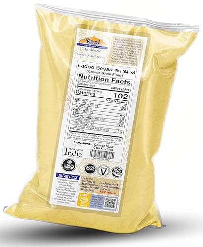 Miniatura 8 de Rani Ladoo Besan (Gramo grueso) 32 onzas (2 libras) 32.03 oz  Todo natural  Vegano  Apto para gluten  Sin OMG  Origen indio