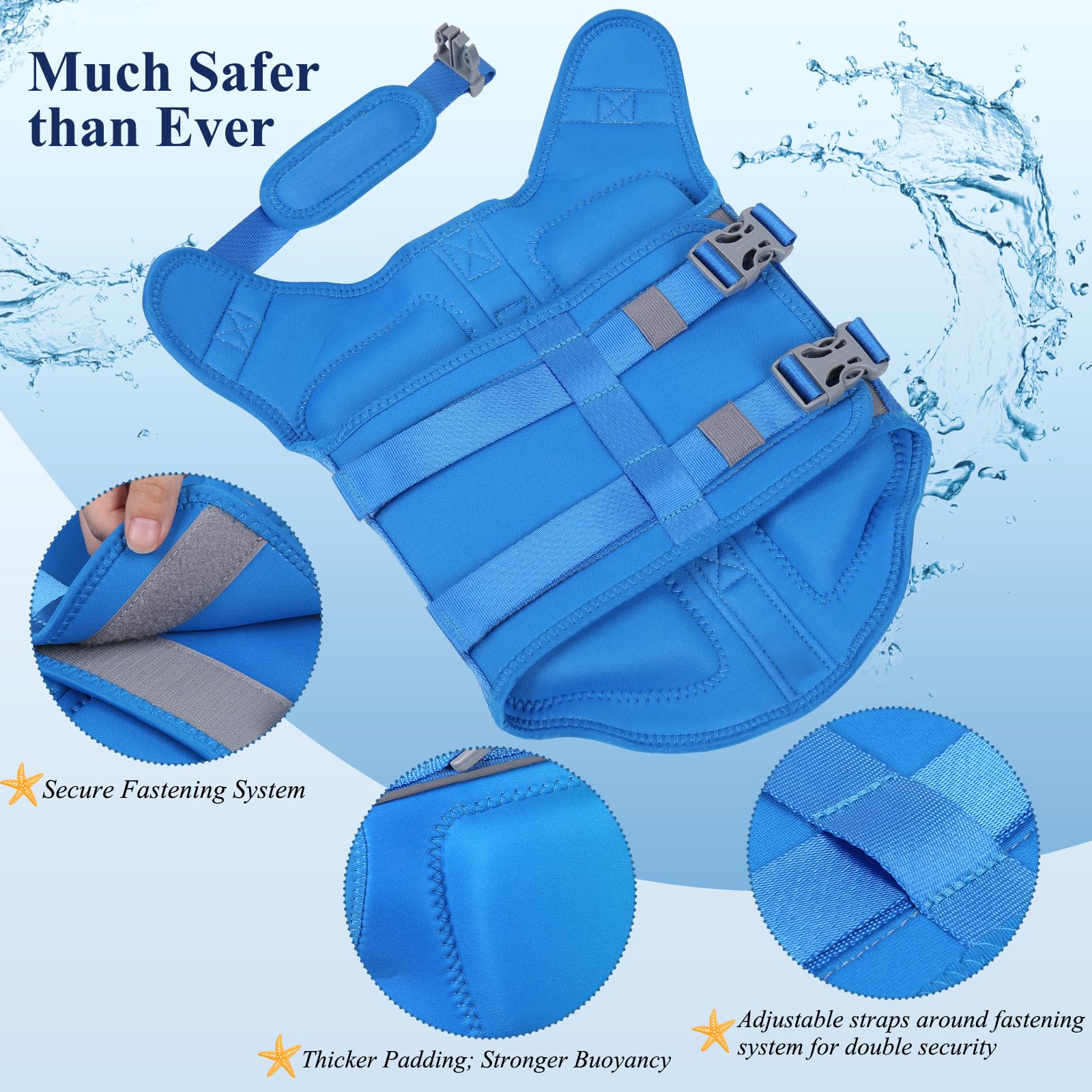 VIVAGLORY High Buoyancy Dog Life Jacket, Swim Vest with Handle, Dog Life Jacket for Swimming & Boating, Buoyancy for Doggy S, Turquoise - Image 4