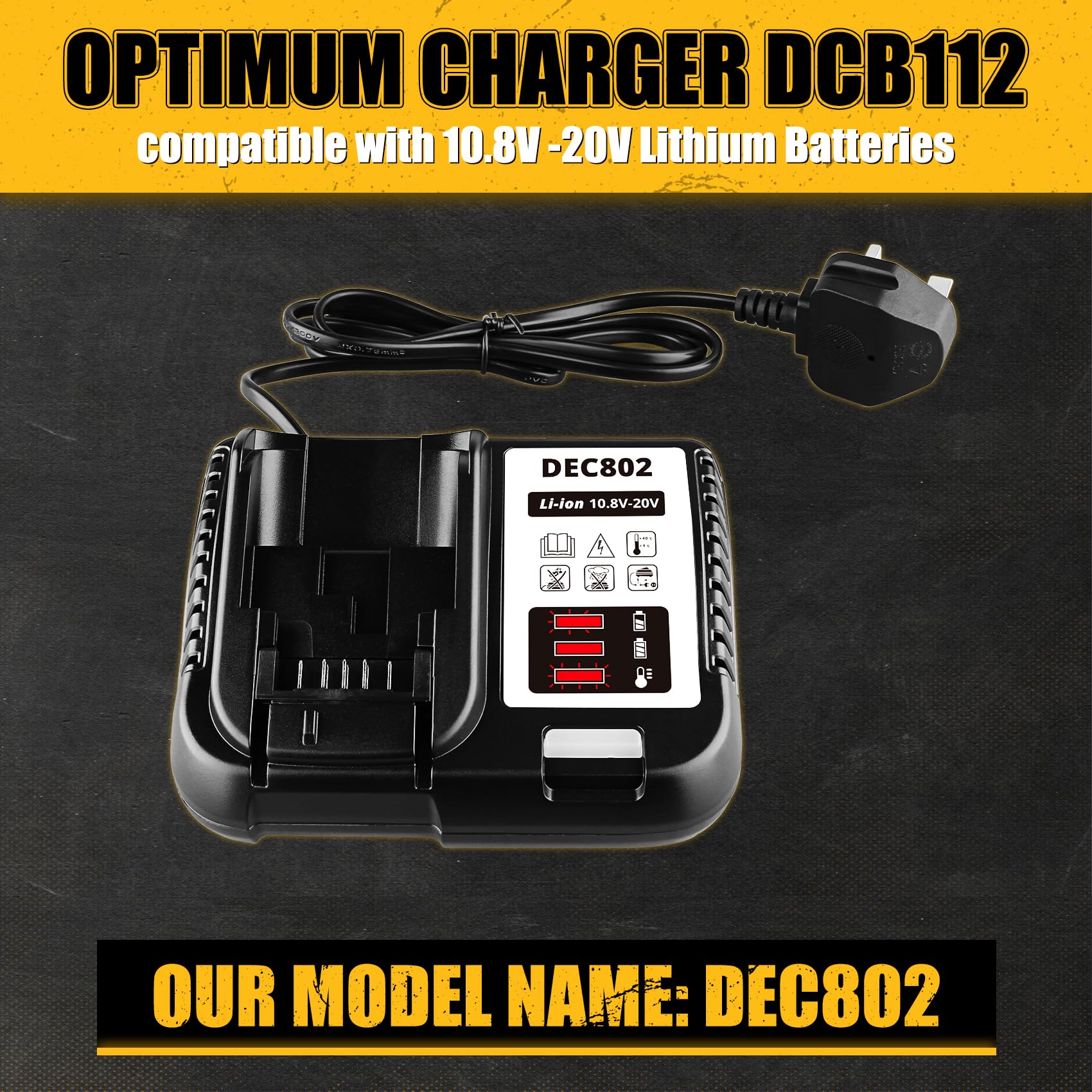 VANON DCB112 Replacement Battery Charger for 20V Charger DCB101 DCB105 DCB115 DCB107,Compatible with 12V&20V Lithium-Ion Batteries DCB206 DCB204 DCB120 DCB126 DCB612 DCB609 DCB606 Battery Charger