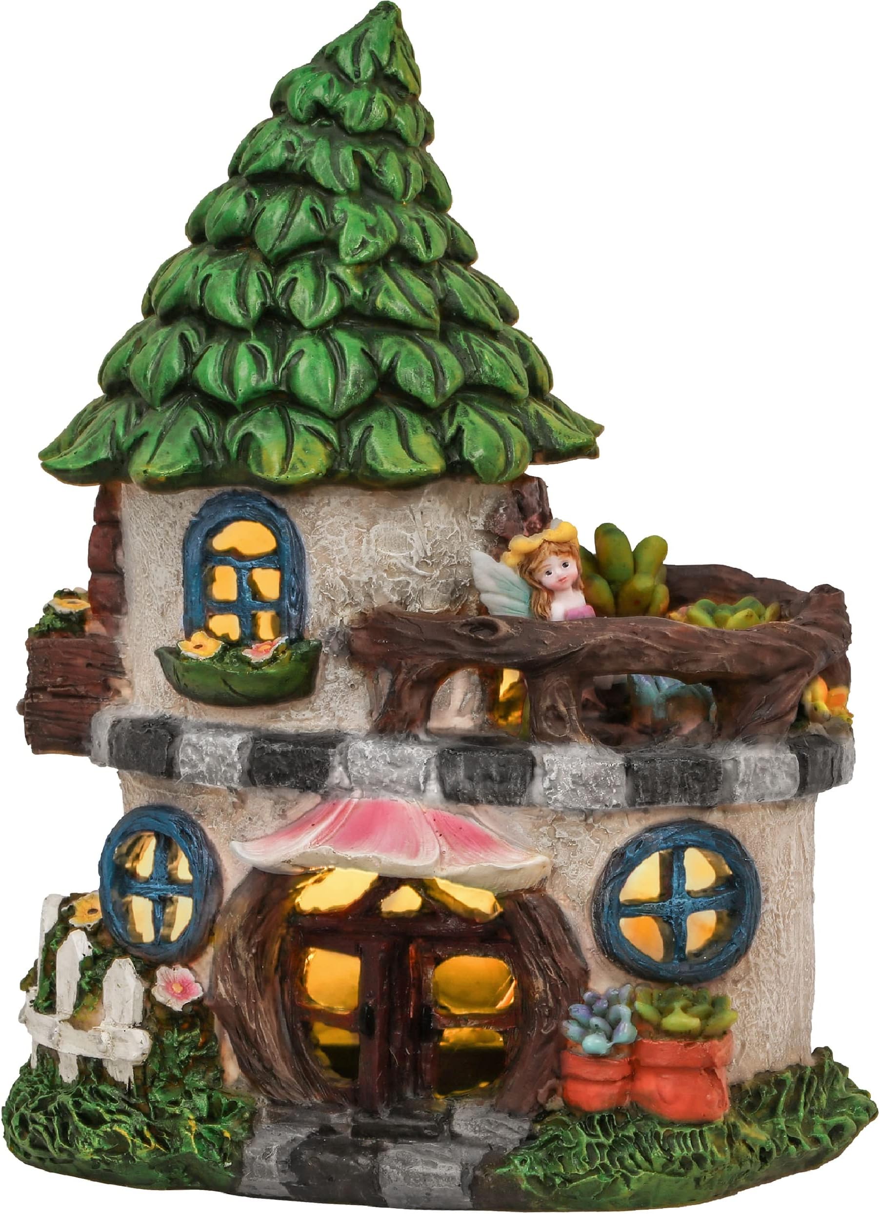 feenhaus spielzeug TERESA'S COLLECTIONS Gartendeko für Draußen,21cm Feenhaus Gartenfigur