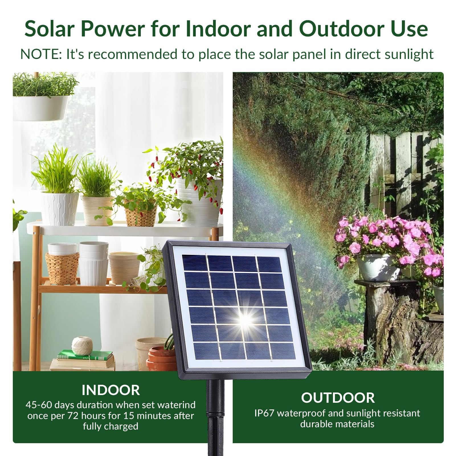 jeerbly Solarny system nawadniania kropelkowego, automatyczny system nawadniania ogrodu z 12 trybami timera + wąż 15 m do roślin balkonowych, ogrodowych roślin doniczkowych na zewnątrz