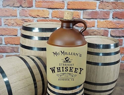 Vista 8 de Jarra personalizada de medio galón Moonshine – Estilo antiguo tradicional, botella de cristal grabada de 1/2 galón con tapón de corcho natural