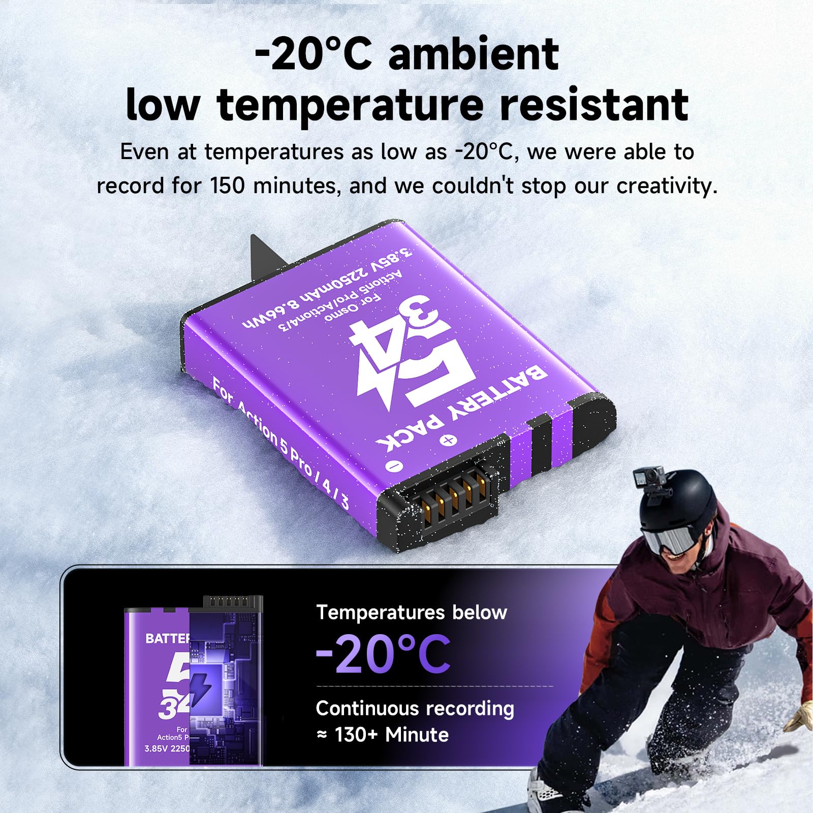 CITYORK 2250 mAh (3 stuks) reserveaccu voor DJI Osmo Action 5 Pro/Osmo
