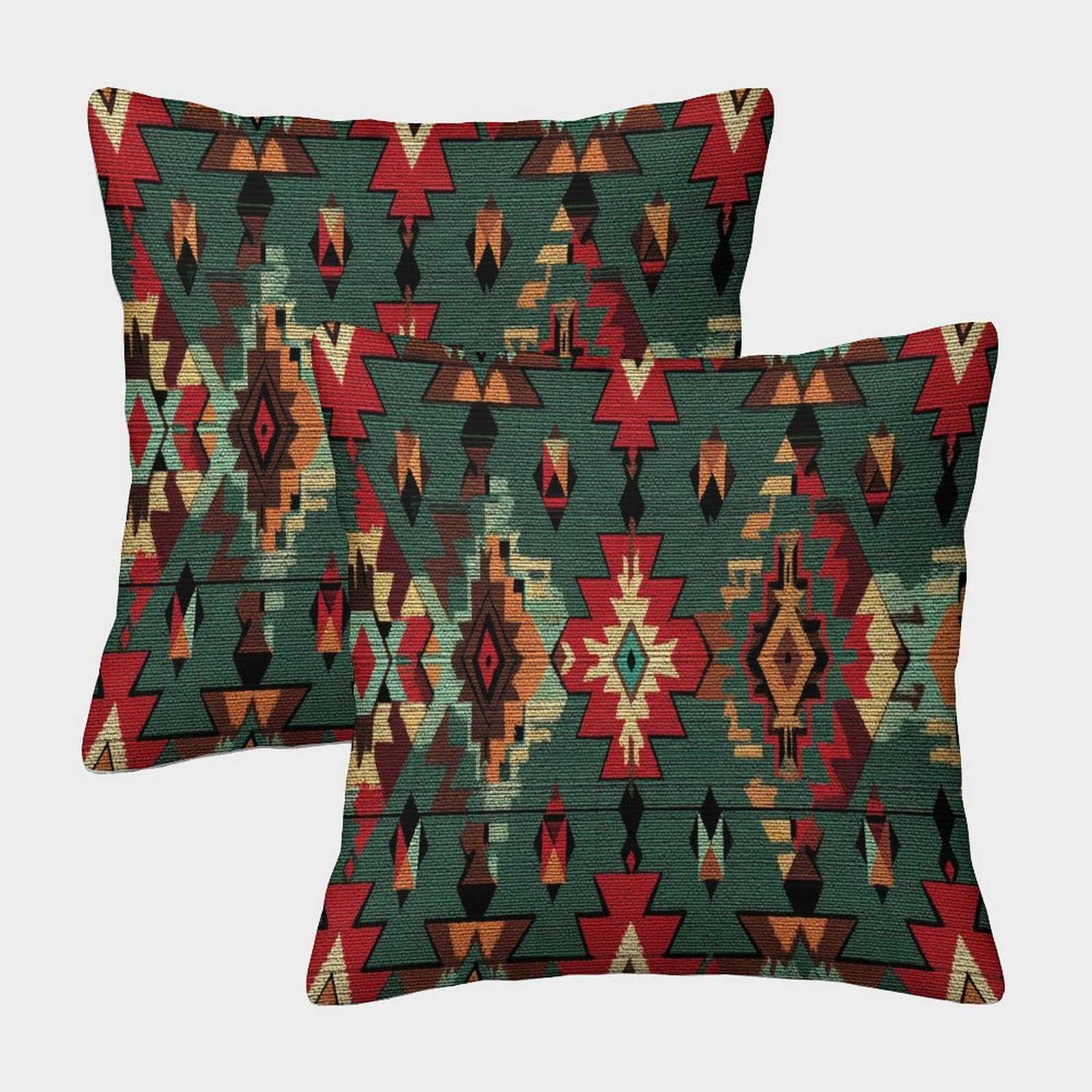 kaiyun 2 Pack Geometric Seamless Pattern,Western Style Luxury Digital Printed Soft 3D Themed Square Cushion Cover 50x50cm