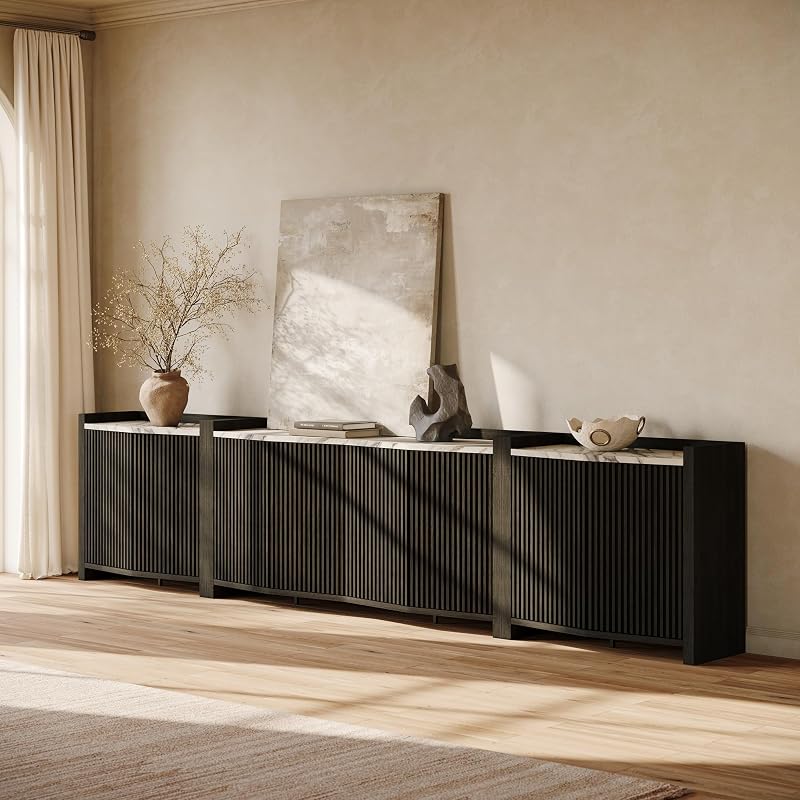 BELLEZE Delphi 136” 3-Piece Modular TV Stand - Ebony image 6