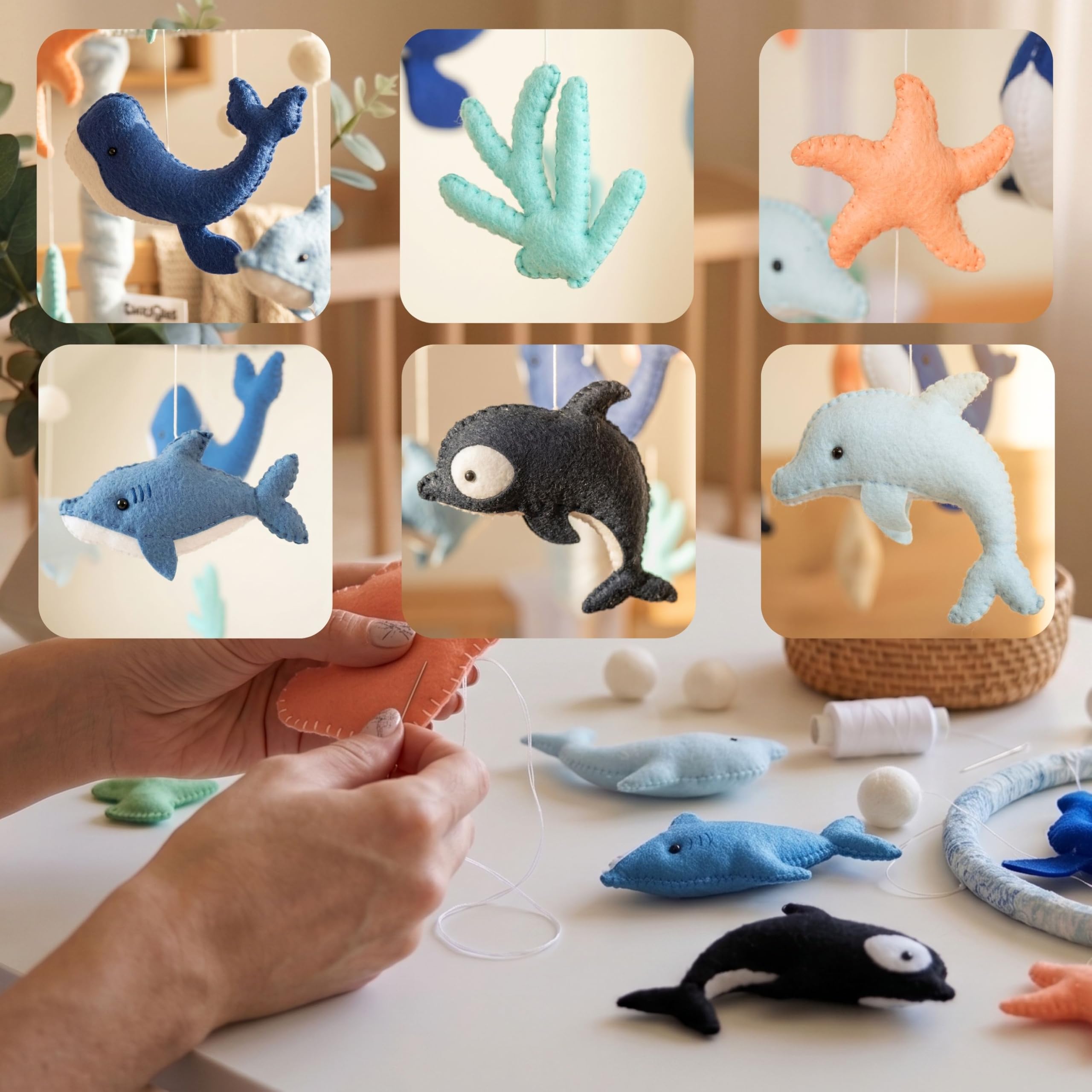 Giostrina per culla, motivo: creature marine, per bambini e bambine, con 12 ninne nanne, decorazione regalo per la cameretta dei bambini