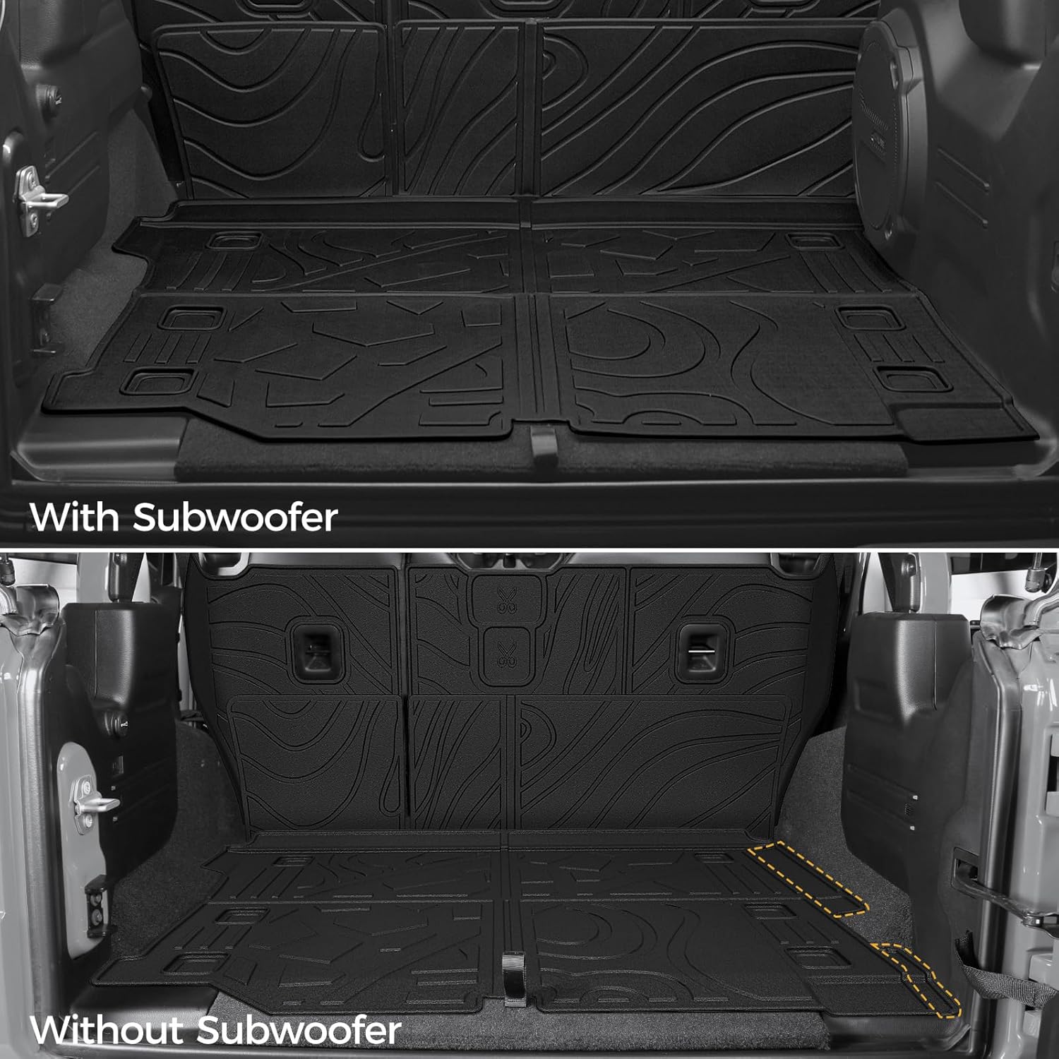 Cargo Mat for 2018-2025 2026 Jeep Wrangler JL (4-Door Unlimitied), Full Coverage All Weather TPE Protector Cargo Mat with Backrest Mat Trunk Mat Cargo Liner for Jeep Wrangler Accessories