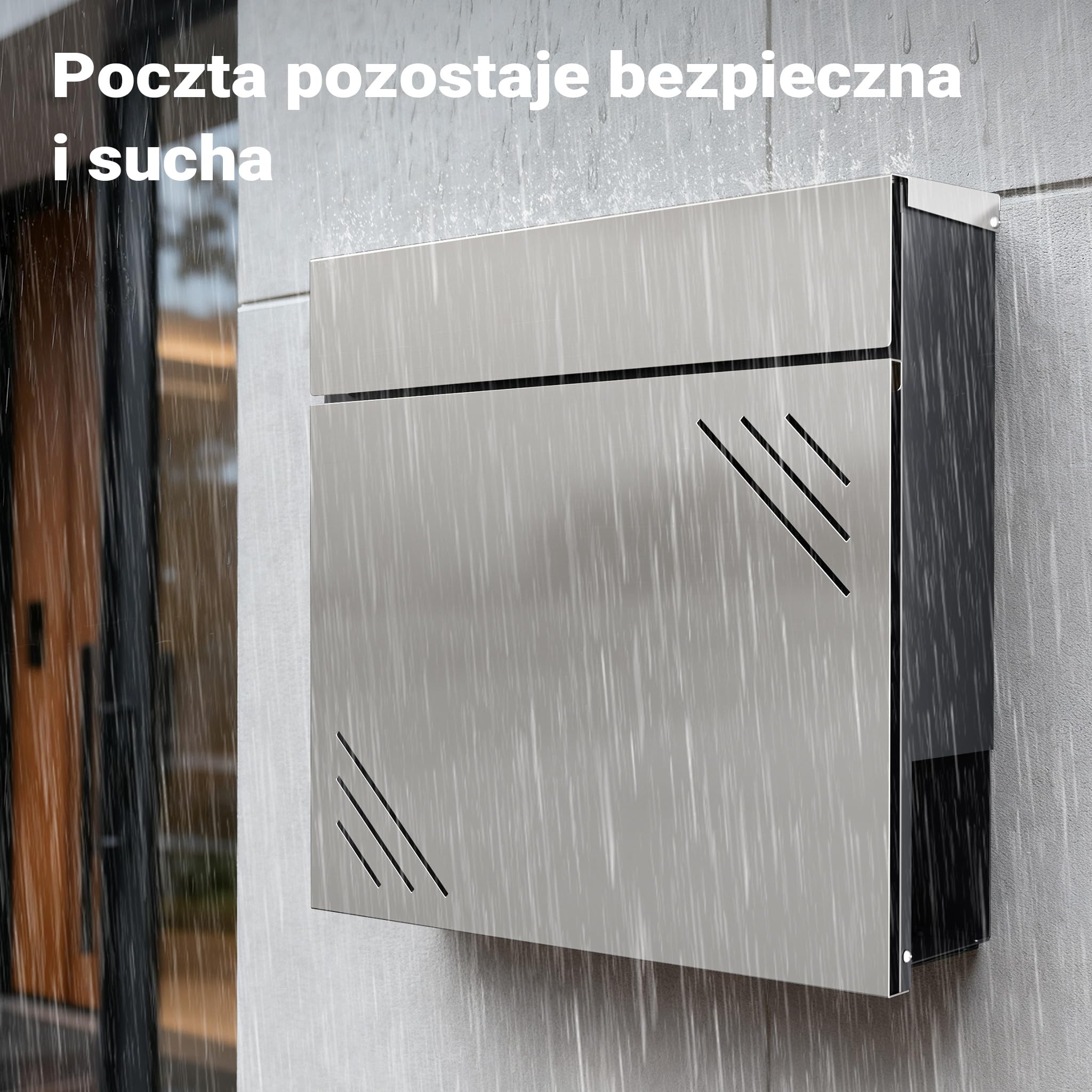 Wiltec Skrzynka pocztowa ze stali nierdzewnej V63 37 x 11 x 37 cm, na listy i gazety, z kluczykami