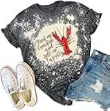Feed Me Crawfish and Tell me I'm Pretty Shirts Funny Bleached T Shirts for Women Summer Vintage Graphic Tees Blouse Tops