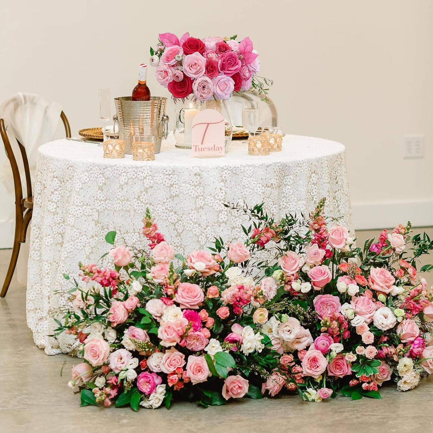 Roses Artificial Flowers Pink Fake Flower Bulk for DIY Wedding Bouquets Bridal Baby Shower Decorations Table Centerpiece Silk Faux Floral Arrangements for Party Home Decor Indoor Fuchsia - Image 8