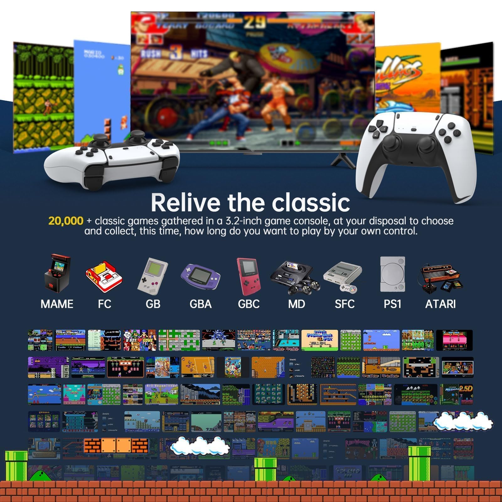 CONSOLE DE JEU RetroLink 4K 64 Go Retro Gaming avec 2 Manettes 15 000 jeux #C EUR 30,00 - FR